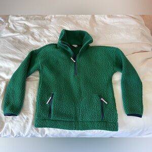 J. crew Polartec Sherpa Fleece half-zip Pullover Jacket size XS in Green